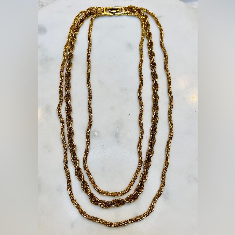 Vtg Hobe Necklace Multi-Strand Twisted Rope Gold Tone Signed Hobe